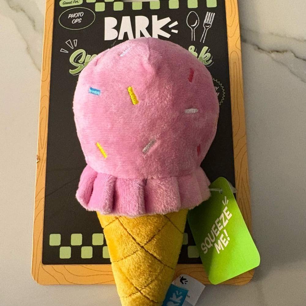 BARK Slobbery Ice Cream Cone Dog Plush Toy